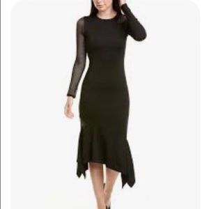 NWT Alice + Olivia black bodycon fishnet midi cocktail homecoming HOCO dress